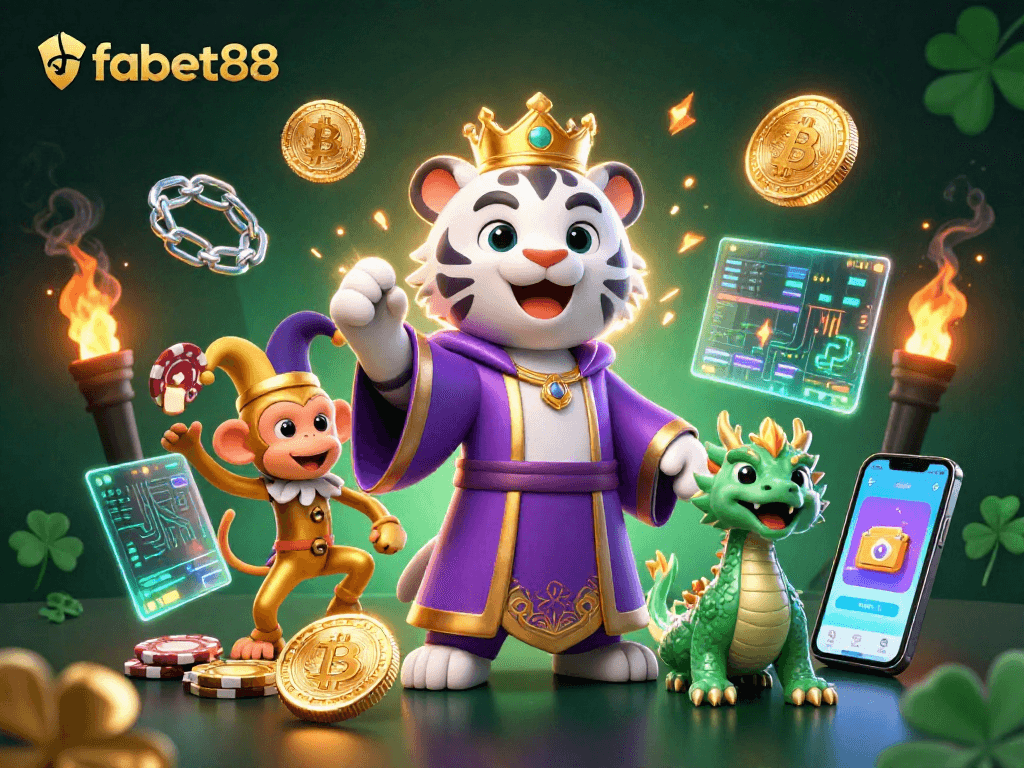 Engage with fabet88's thrilling games featuring a royal tiger, jester monkey, and jade dragon.