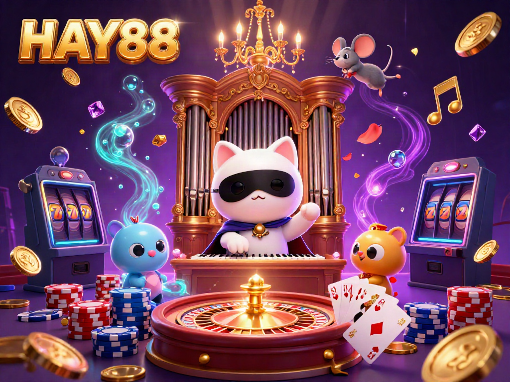 Experience thrilling adventures at HAY88 with vibrant casino characters and energetic game elements.