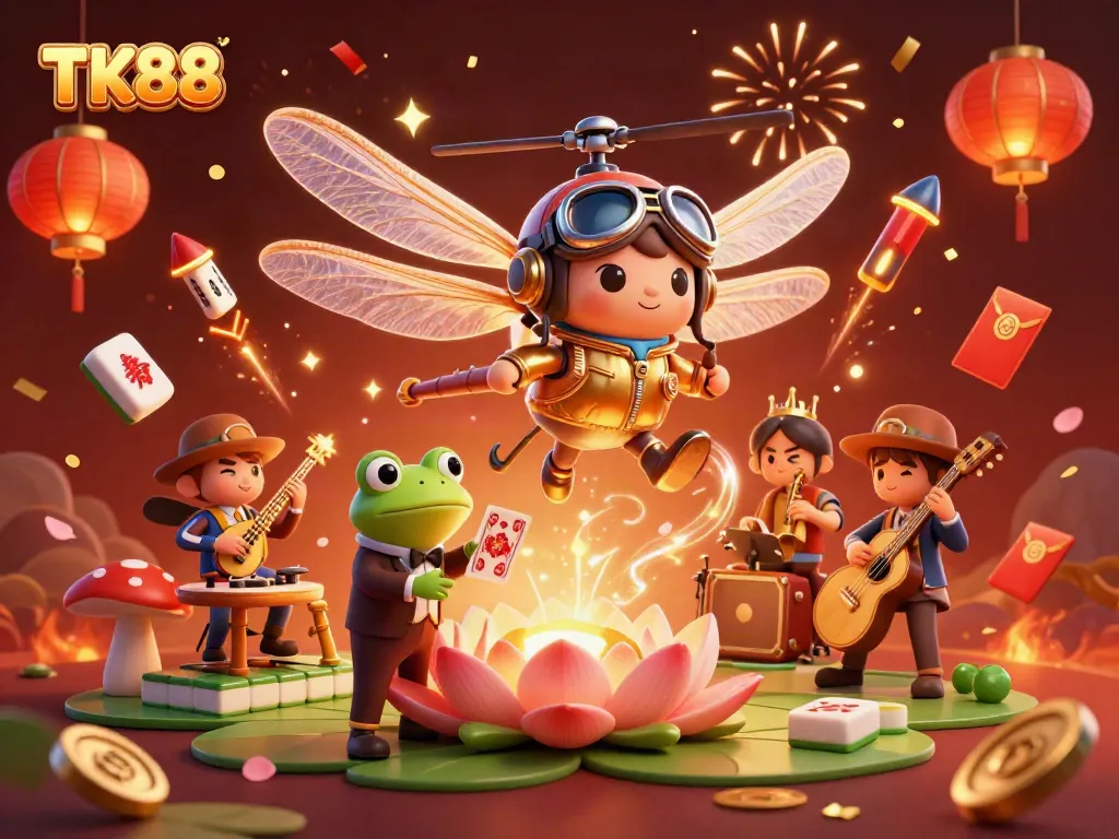 Experience TK88 gaming excitement with unique casino elements and characters.