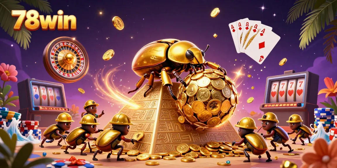 Experience the excitement of 78win's golden casino world with vibrant characters and elements.