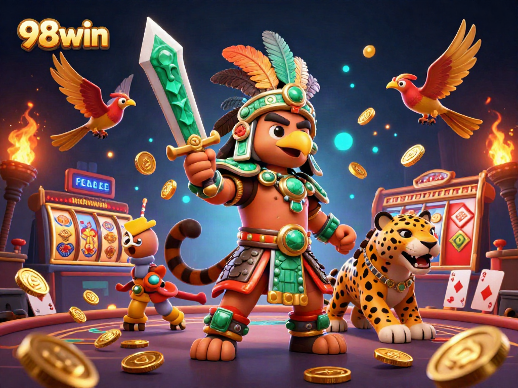 Experience the thrill of 98win casino with warriors in a vibrant gambling scene showcasing fortune and excitement.