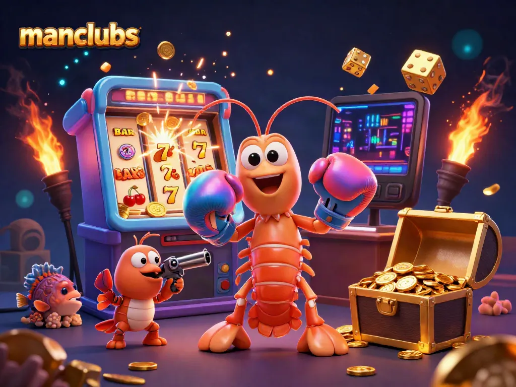 Spin the reels with manclubs as vibrant characters celebrate a jackpot explosion of coins!