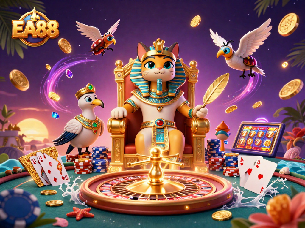 Win big at EA88 with dynamic 3D illustration capturing the excitement of casino gaming