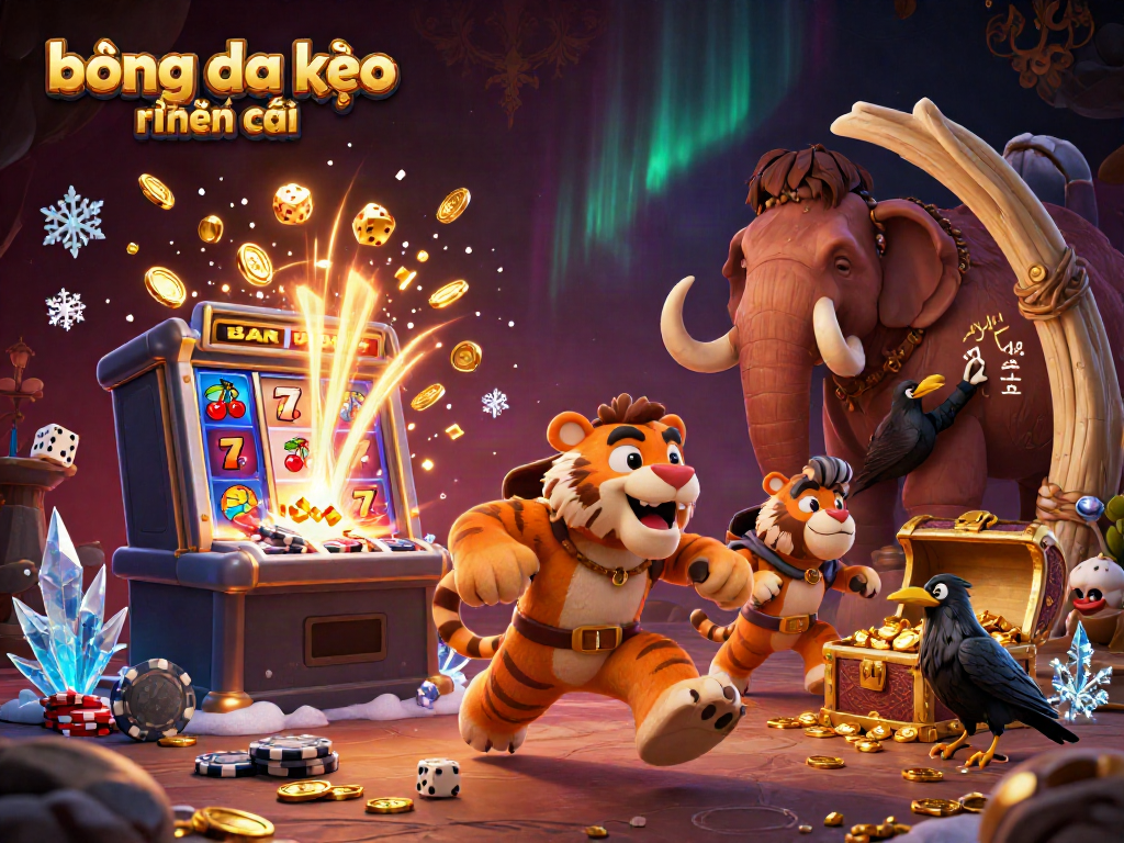 Engaging scene depicting the excitement of bóng đá kèo nhà cái with vibrant characters and casino elements.