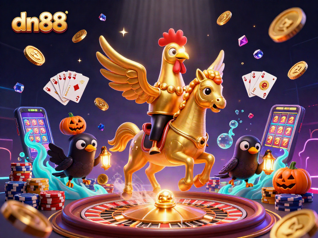 Engage with dn88's thrilling casino experience featuring golden coins and vibrant gaming elements.