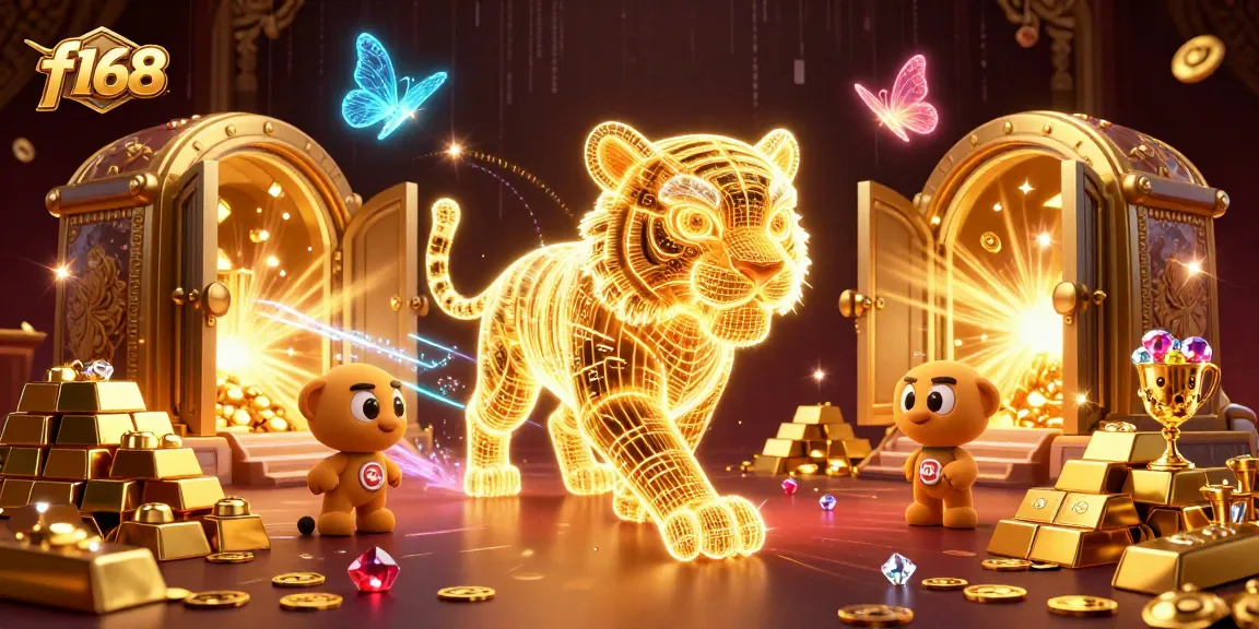 Experience the thrill of winning at f168 with vibrant casino visuals and golden treasures.