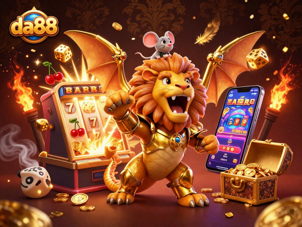 Experience thrilling wins at da88 with a dynamic scene of treasures and jackpots exploding.