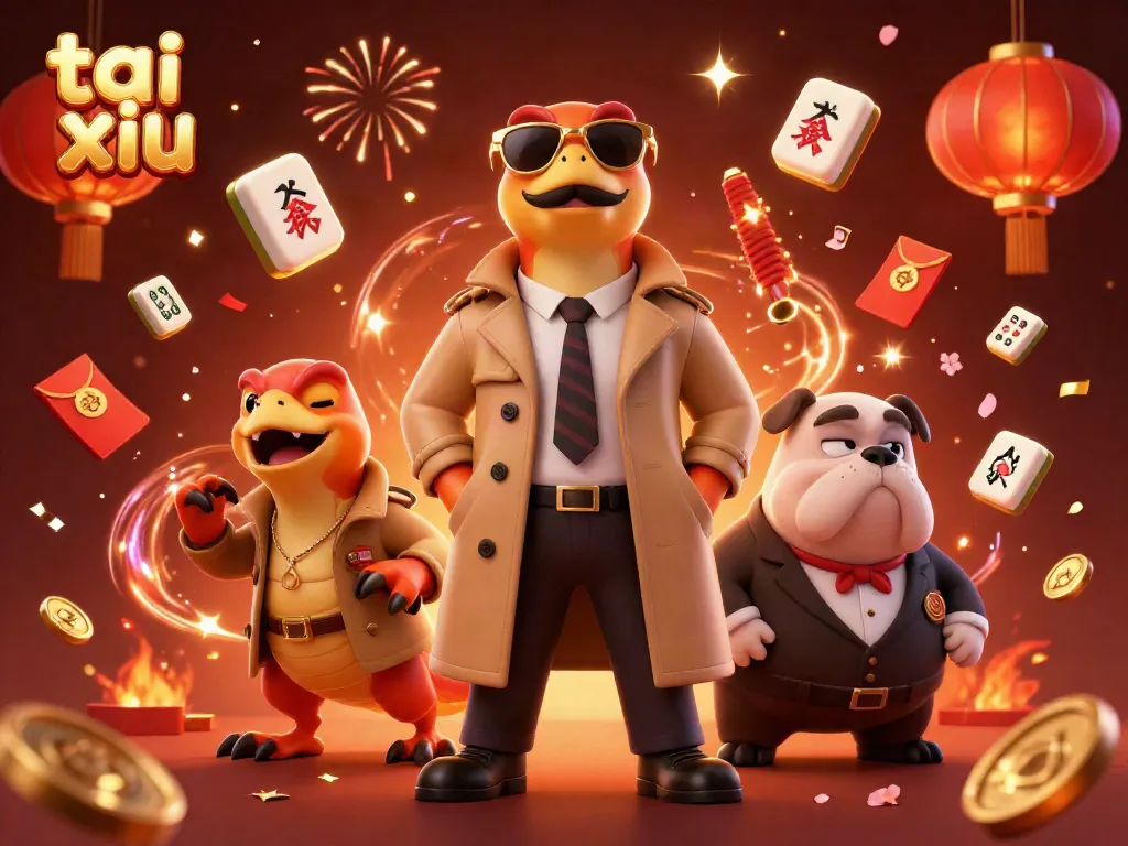Experience the excitement of tai xiu with raptors and a bouncer in a whimsical casino scene.