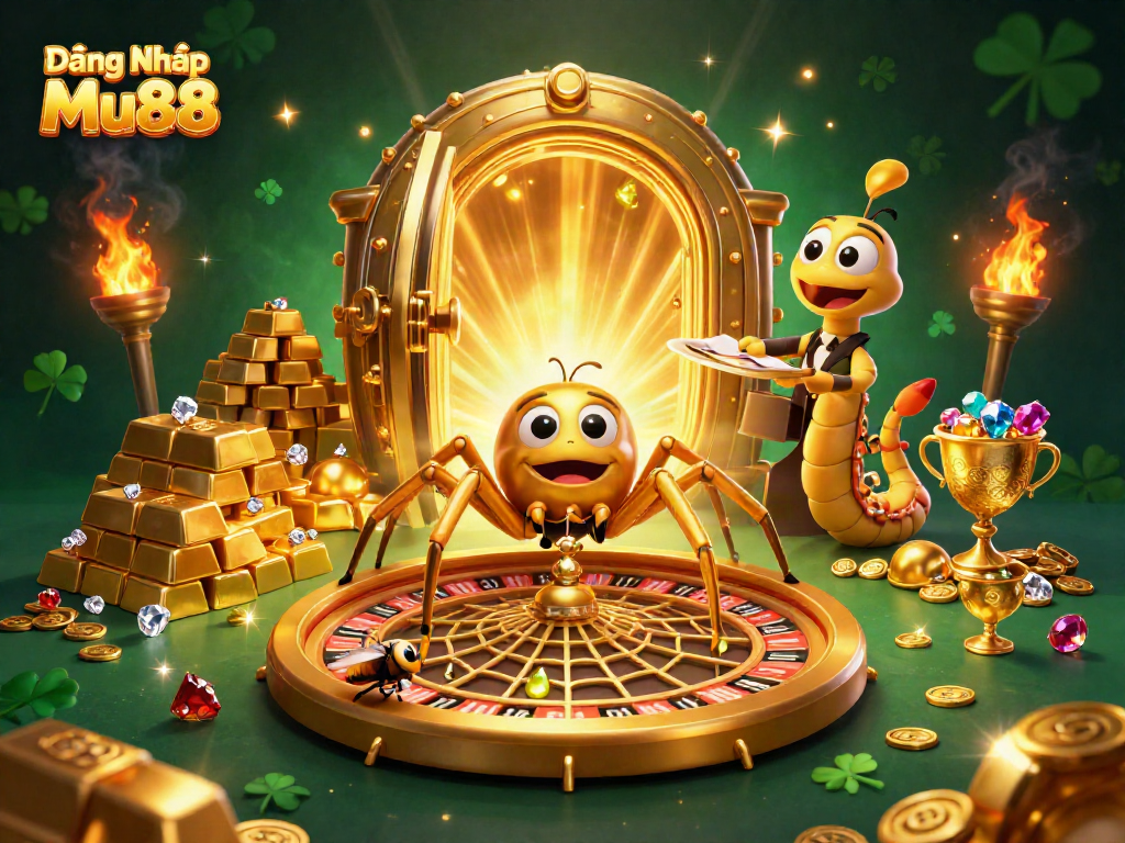 Engage in gaming excitement with Đăng Nhập Mu88 as fortune unfolds in a dynamic 3D casino scene.