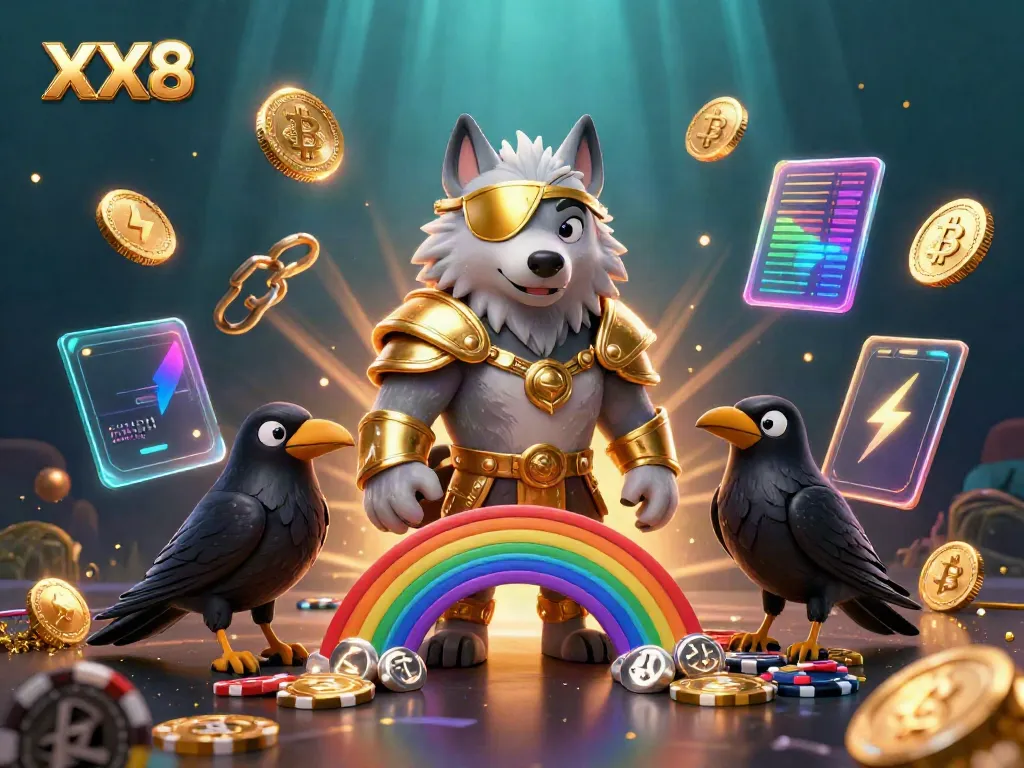 Engage in the fantasy of XX8 with Norse mythology characters on a vibrant casino chip bridge.