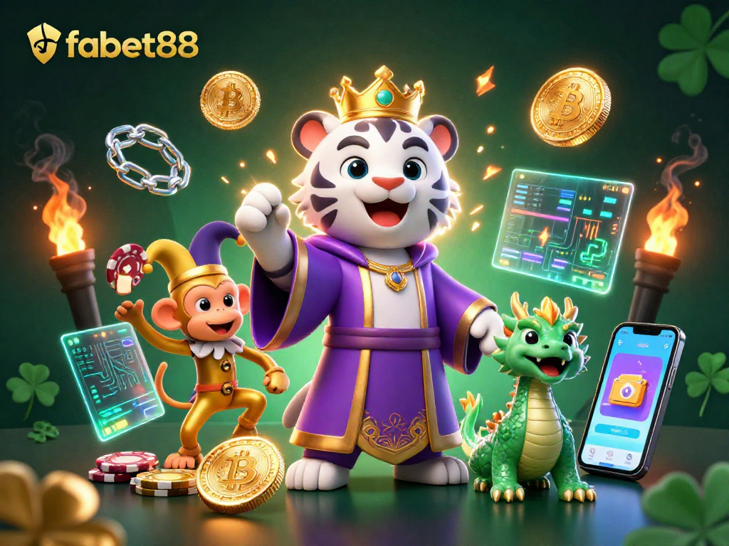 Engage with fabet88's thrilling games featuring a royal tiger, jester monkey, and jade dragon.