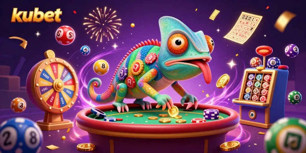 Experience the vibrant excitement of kubet casino with the dynamic illustration showcasing games and rewards.