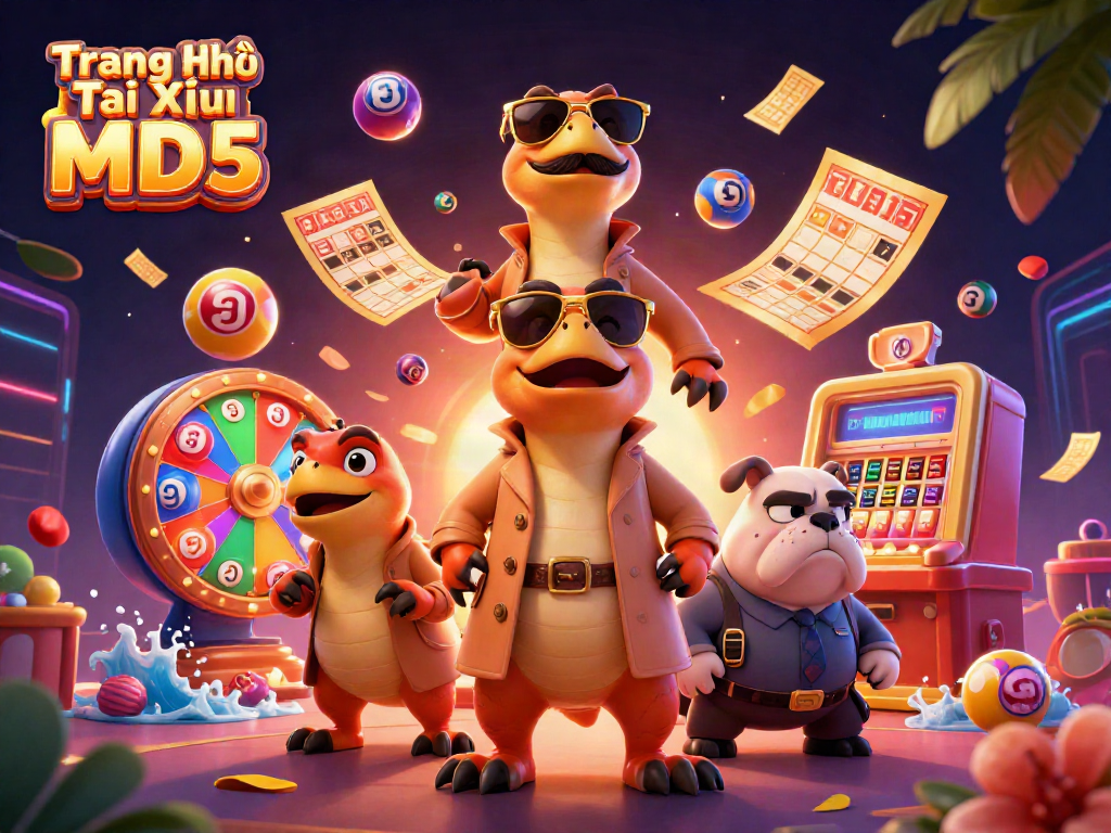 Experience thrilling wins at Trang Chủ Tài Xỉu MD5 with dynamic casino action and playful characters.