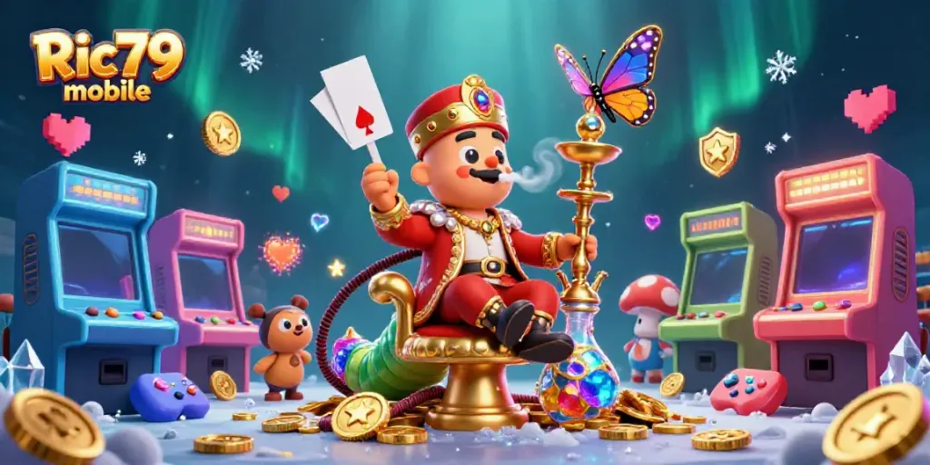 Experience excitement with Ric79 mobile, an engaging casino adventure illustrated in vibrant 3D artistry.