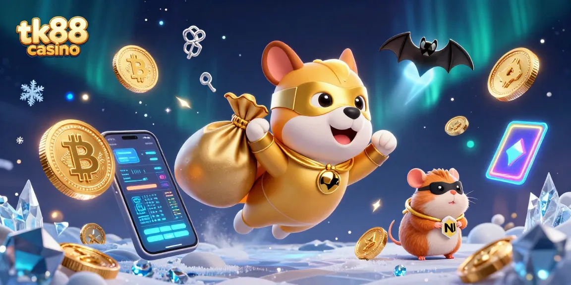 Experience the excitement at tk88 casino with a superhero dog and gold coins in a vibrant 3D scene