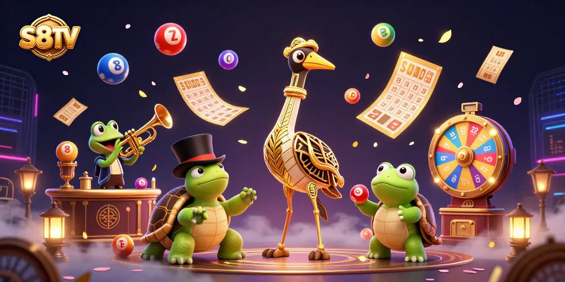 S8TV offers vibrant lottery-themed visuals with dynamic numbered balls and engaging characters.