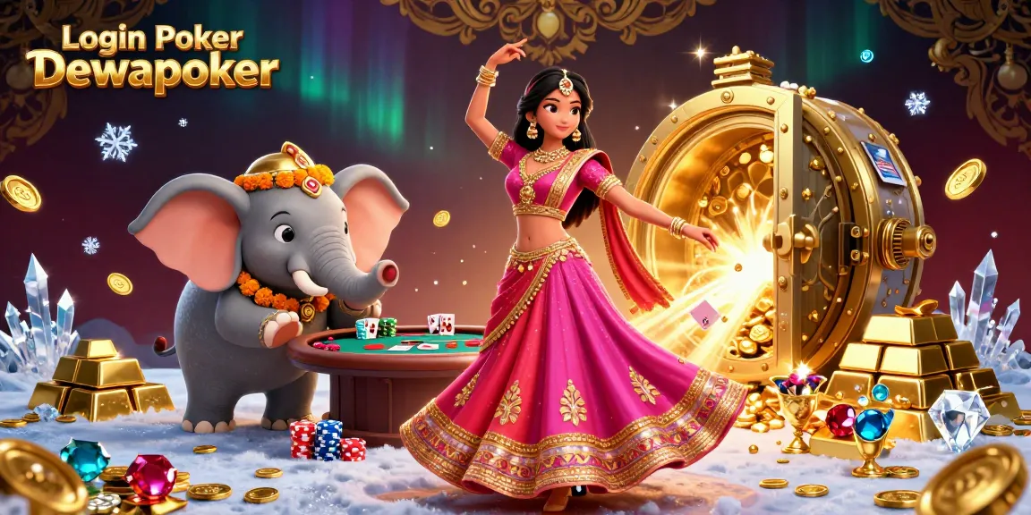 Play poker with vibrant elements in this illustration of Login Poker Dewapoker's colorful scene.