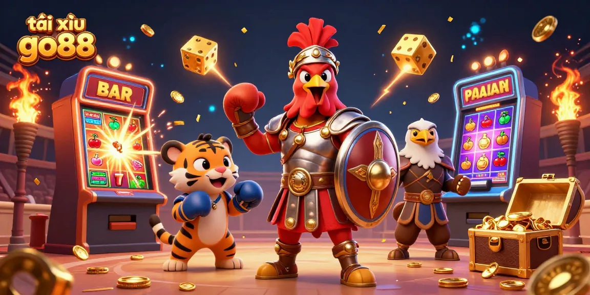 Experience the thrill of tài xỉu go88 amid a vibrant 3D casino adventure with winning symbols and energetic characters.