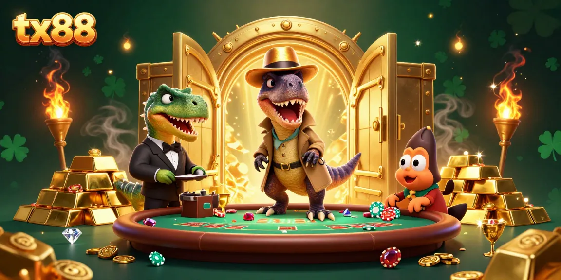 Experience the thrills of tx88 with velociraptor card counters at a vibrant casino scene.