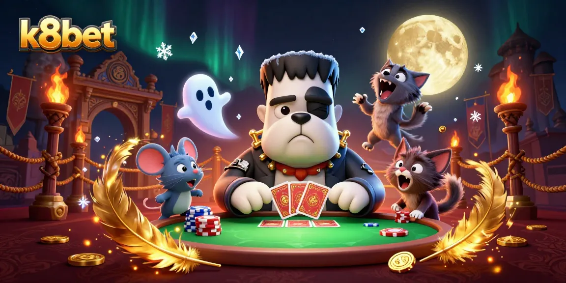 Experience thrilling games at k8bet with a magical 3D casino scene featuring fantasy characters.