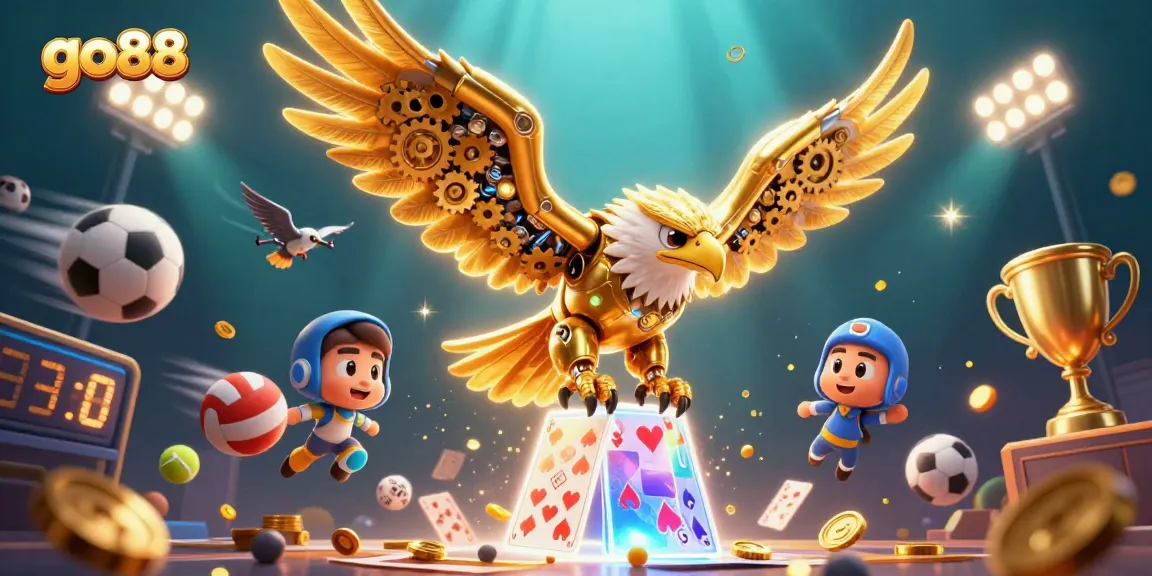 Engage in thrilling gameplay with go88, where excitement meets vibrant casino action amidst dynamic 3D elements.