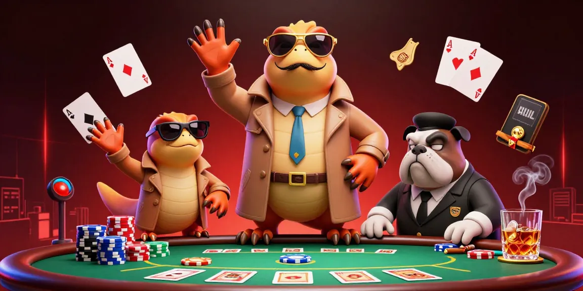 Three raptors in a trench coat entering VIP casino, surrounded by poker chips and cards, 2013dp fun.