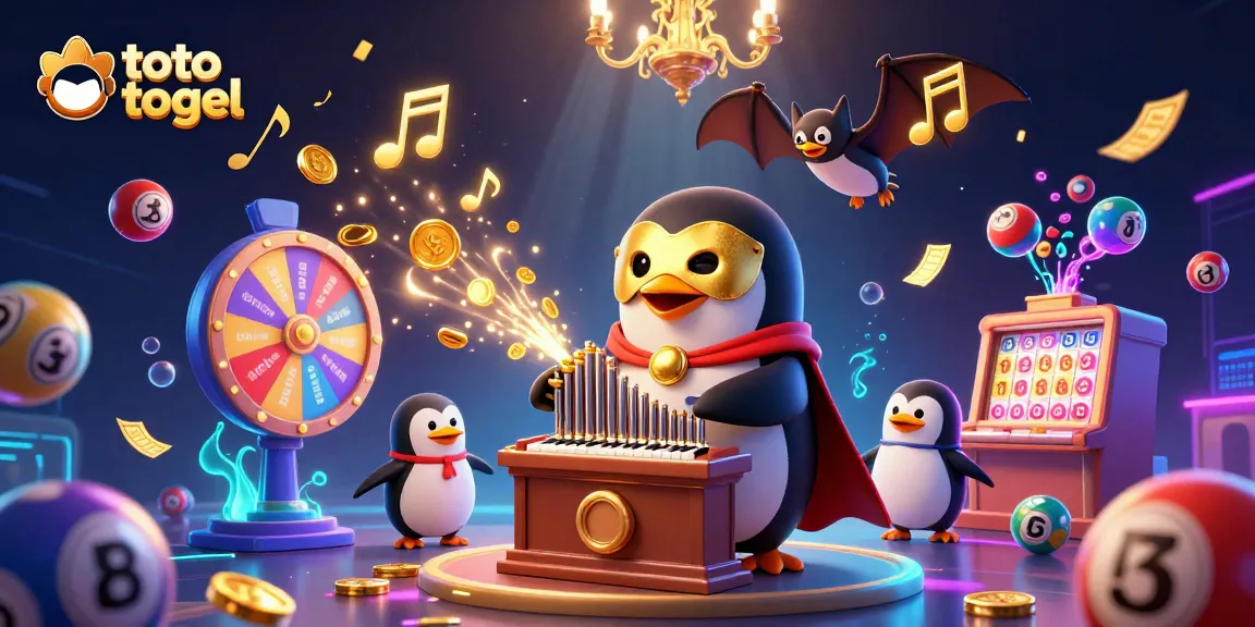 Experience exciting toto togel gameplay with golden coins, colorful lottery balls, and dynamic prizes.