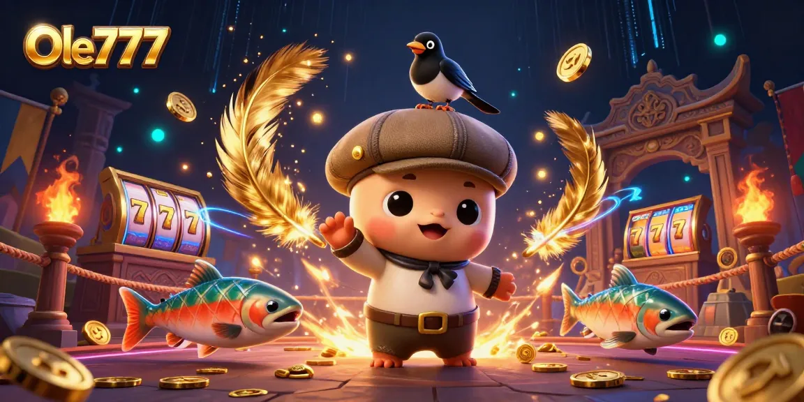 Experience the thrill of Ole777 with a vibrant 3D illustration of a playful Nessie and friends enjoying casino games.