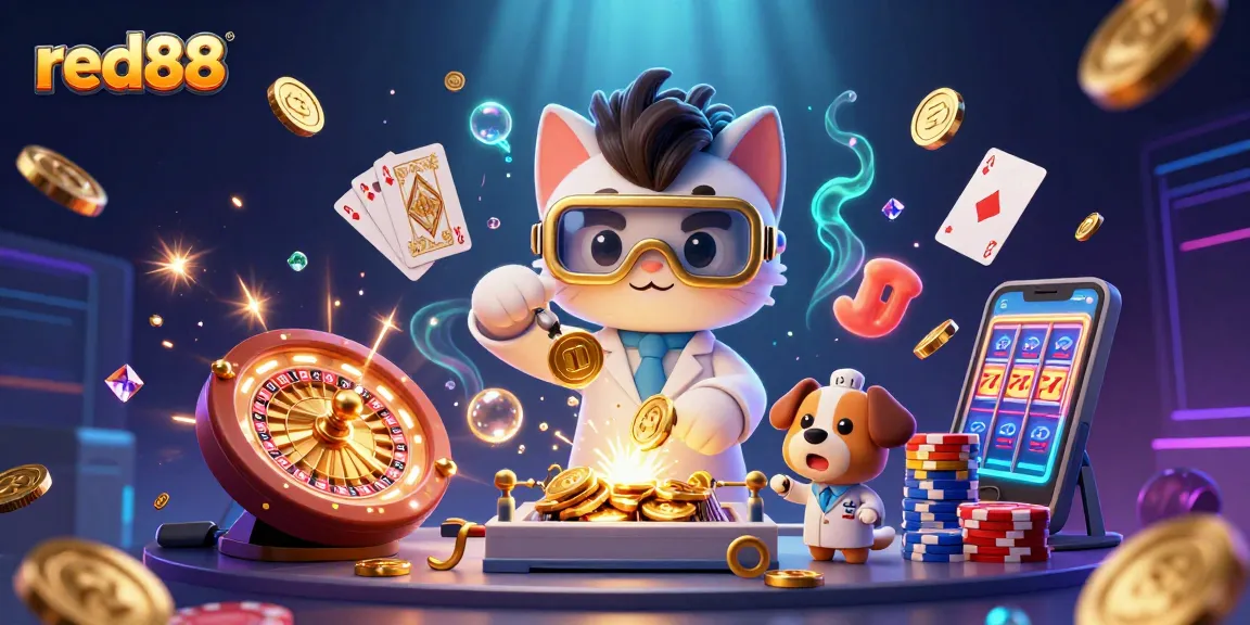 Experience thrilling gameplay with red88, featuring a mad scientist cat creating gold-winning machines