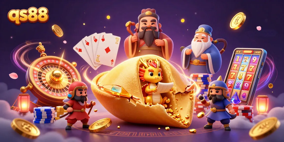 Experience the excitement of qs88 with golden coins cascading in a vibrant casino scene.