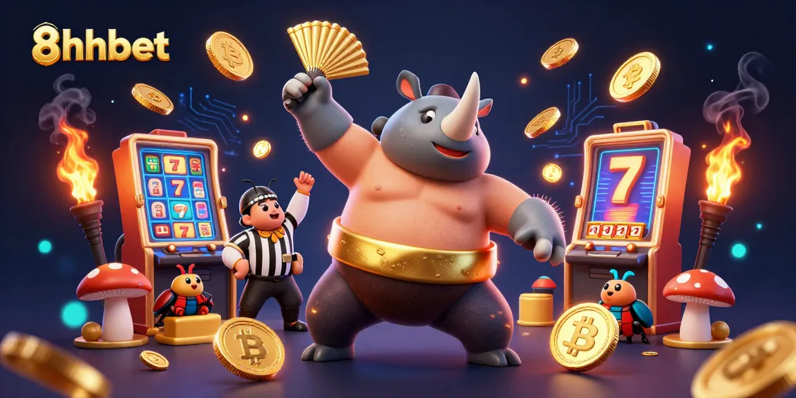 Experience thrilling gameplay with 8xbet as the cartoon beetle champions duel amidst a shower of coins.