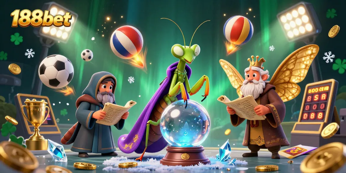 Elevate your game with 188bet: A captivating scene featuring fortune tellers and dynamic sports betting elements.