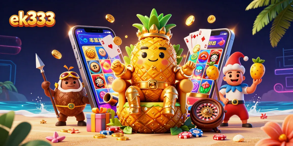Experience thrilling gaming action with the vibrant ek333 casino scene featuring animated characters and slot games.