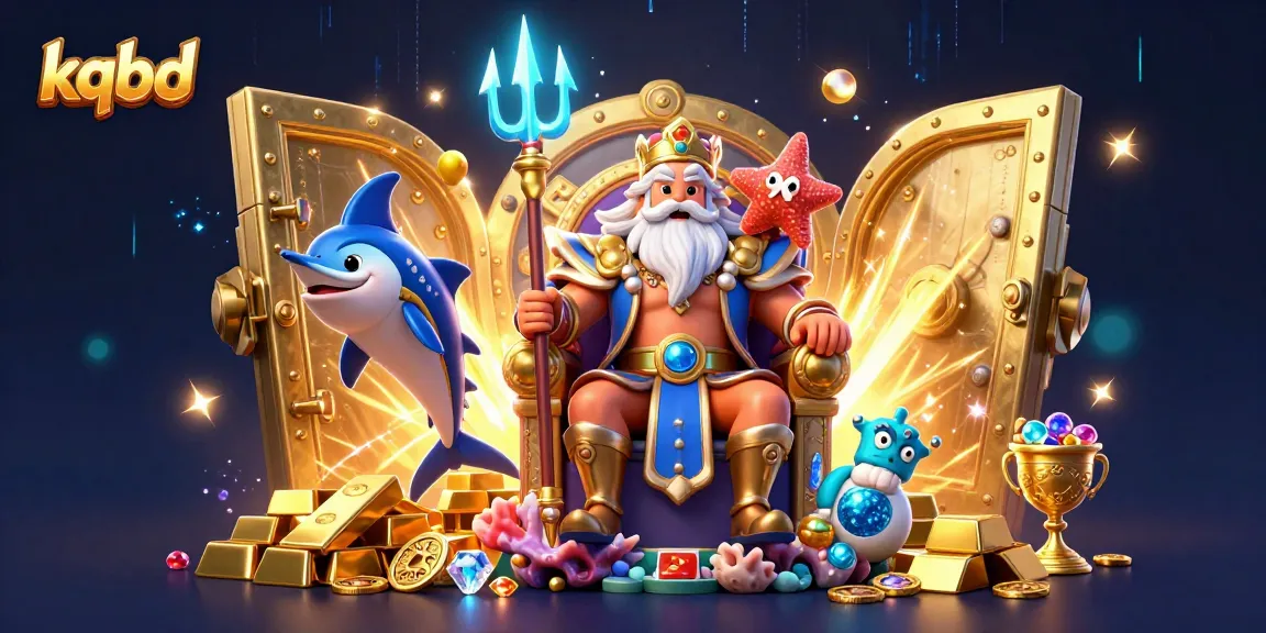 Experience live sports betting thrills with kqbd, showcasing Neptune surrounded by treasure and gaming bliss.