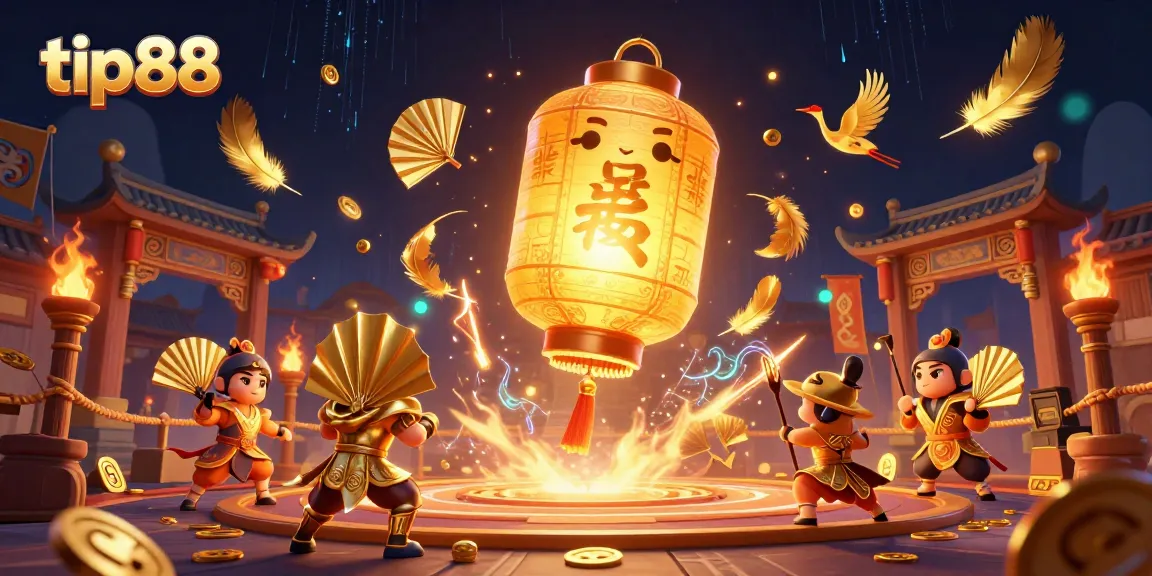 Experience thrilling moments with tip88 at a vibrant night market casino surrounded by lucky symbols and spirits.