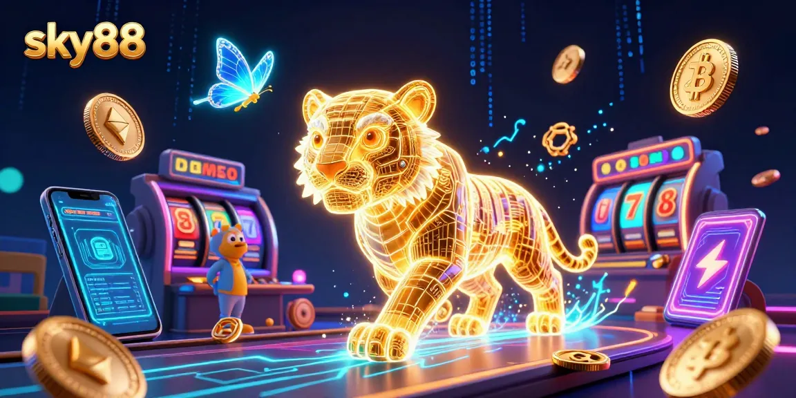 Experience thrilling slots action at sky88 with vibrant 3D casino visuals and dynamic characters.