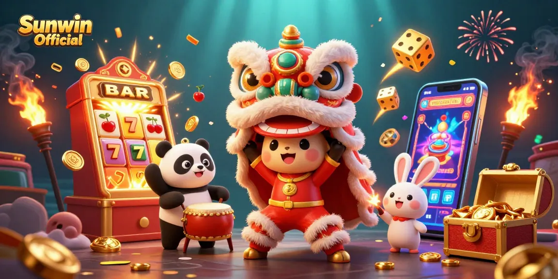Experience thrilling gameplay at Sunwin Official with vibrant characters and a jackpot explosion.