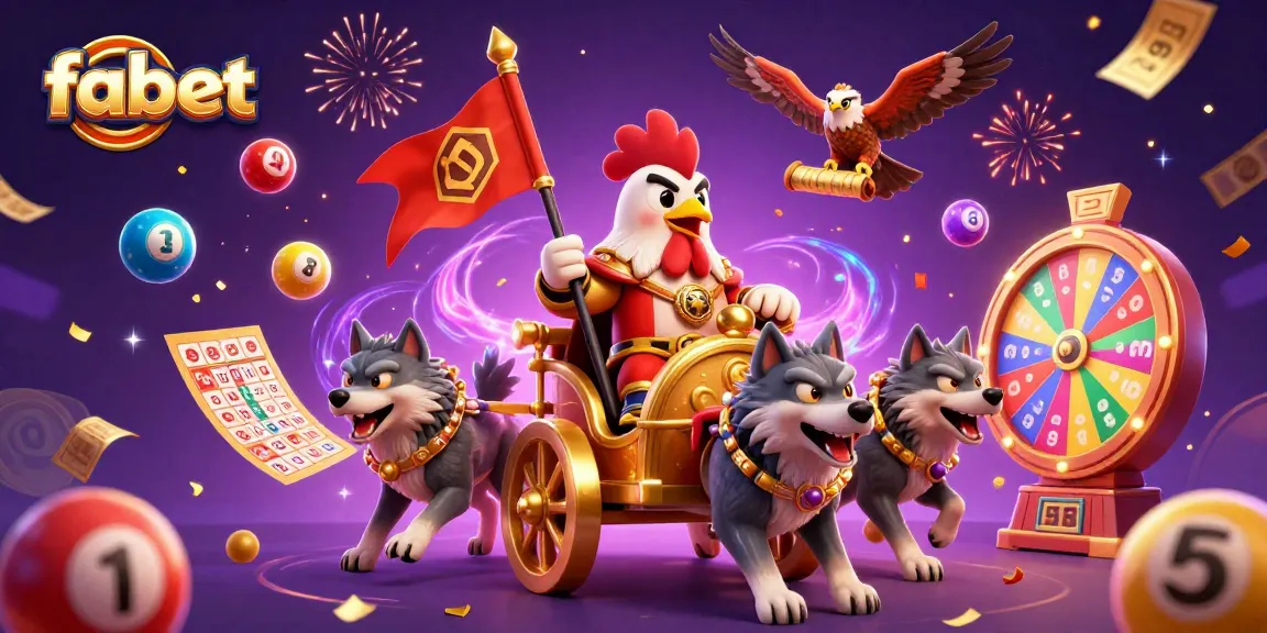 Experience the excitement of fabet with a vibrant illustration of a cartoon warlord and gaming elements.